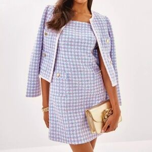 Lilly Pulitzer Purple and White Gwynne Boucle Shift (jacket, purse not included)